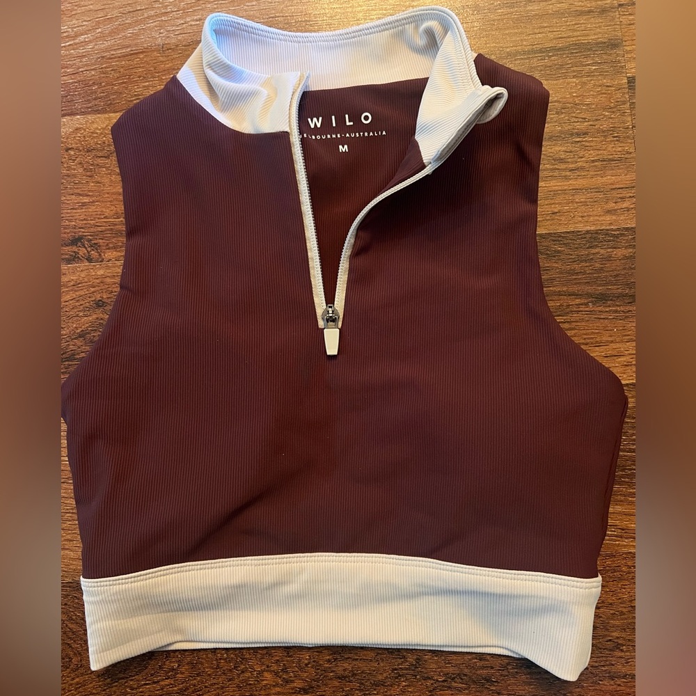 WILO Women's Sports Bra - Brown and White